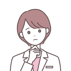 考えている白衣の女性