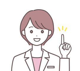 ポイントを説明する白衣の女性