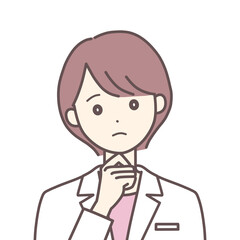 考えている白衣の女性