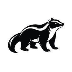 Powerful honey badger standing strong black silhouette ready for banner or advertisement design
