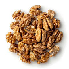 Heap of Raw Walnuts Isolated on White Background