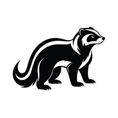 Honey badger standing strong black silhouette graphic design for banners and advertisements