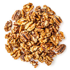 Heap of Fresh Walnuts Isolated on White Background