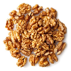 Heap of Raw Walnuts Isolated on White Background