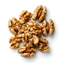 Heap of Raw Walnuts Isolated on White Background