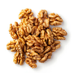 Heap of Raw Walnuts Isolated on White Background