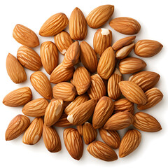 Heap of Whole Almonds Isolated on White Background