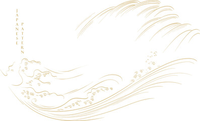 Japanese background with line ocean sea pattern vector. Abstract template with geometric wave pattern in oriental style