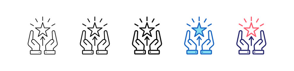 Motivation Icon In 5 Different Styles Set Collection.  