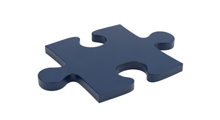 Obraz premium A single dark blue puzzle piece with a matte finish casting a subtle shadow isolated on transparent background