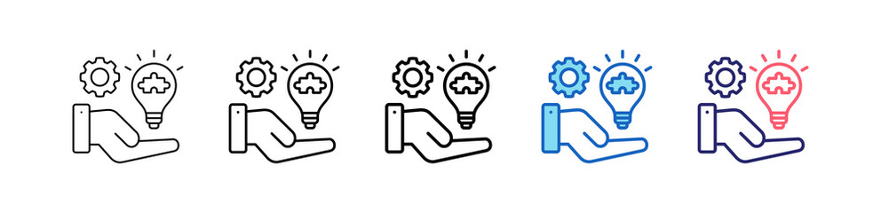 Solution Icon In 5 Different Styles Set Collection.  