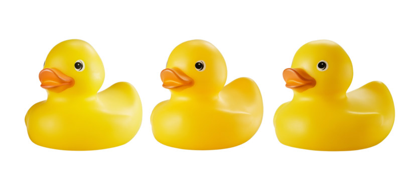 Yellow rubber duck on transparent background cutout, PNG file