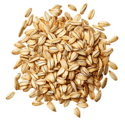 Obraz premium Close up studio shot of raw rolled oats healthy breakfast ingredients isolated on transparent background