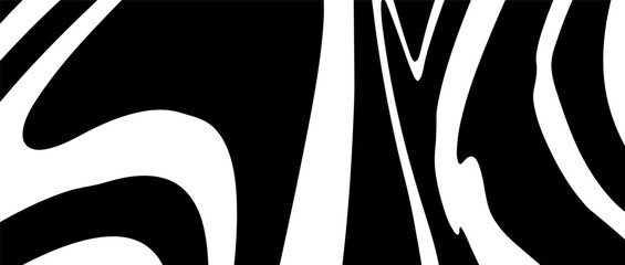 Seamless Liquid Abstract Black and White Stripe. Backdrop Geometric Incline, Waves Line. Optical Illusion for Banner, Poster, Cover, Web. 3d Optical Op Art in Vector illustration.
