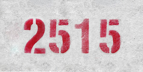 number 2515 . Red spray paint the white wall