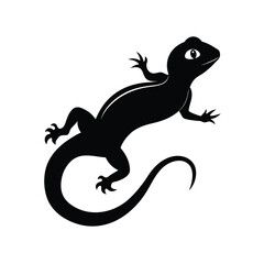Black silhouette of a lizard crawling on a surface