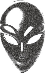 Alien y2k retro stipple art ufo brutalist halftone vector png transparent, galaxy 2000s photocopy effect tattoo aesthetic © Catnip