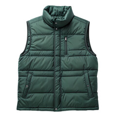 Naklejka premium Men's Dark Green Puffer Vest: Warmth and Style