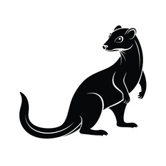 Alert mongoose black silhouette on white background vector graphic design