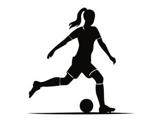 Vector silhouette of a soccer player dribling a ball