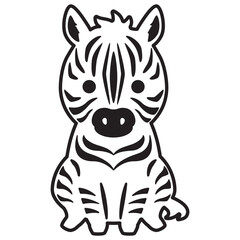 お座りしたシマウマの線画