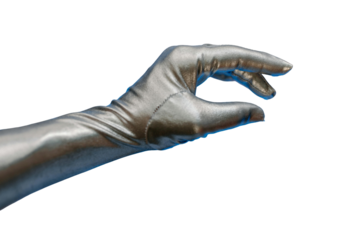 Gloved hand reaching out with elegance and intrigue in a luminous atmosphere