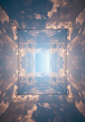 Skyline Corridor: A Surreal Journey Through Cloudscape Reflections