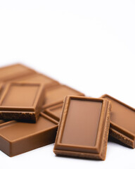 Delicious milk chocolate bars stacked neatly, with smooth texture and sharp edges. Perfect sweet treat for dessert lovers and chocolate enthusiasts.