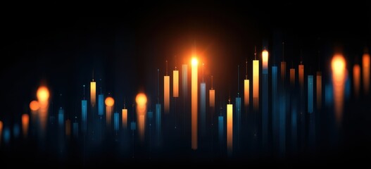 Abstract financial chart with glowing bars