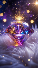 Beautiful of crystal with bokeh lights and magical atmosphere. Perfect for wedding invitations, fantasy media, and dreamy digital art.