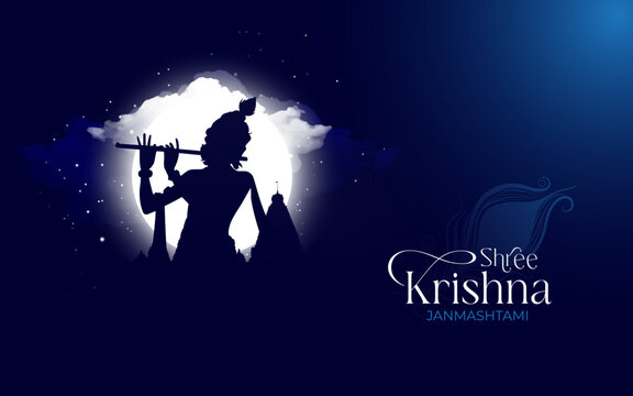 Happy Krishna Janmashtami Festival Typography Design Vector Template Illustration