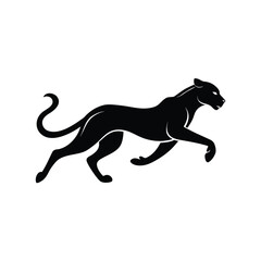 Dynamic black silhouette of a cheetah in full sprint capturing speed and agility