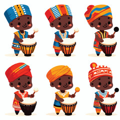 Cute African drummer in traditional attire
