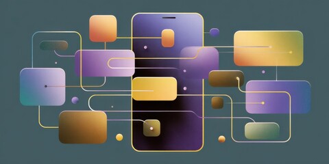 UX UI flowchart connection node graphic designer creative planning application process development data prototype wireframe for web mobile icon phone . User experience concept.