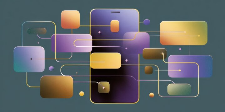 UX UI flowchart connection node graphic designer creative planning application process development data prototype wireframe for web mobile icon phone . User experience concept. 