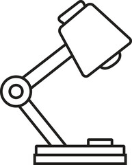 Minimalist Black Line Art of Adjustable Desk Lamp Icon – Vector Illustration for Office, Workspace, and Study Concept Design