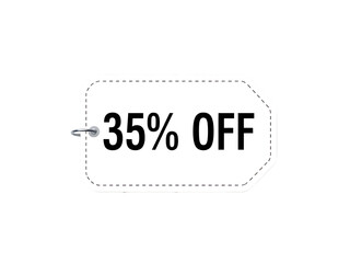 Simple Yet Effective: This New 35% Off Promotional Graphic Features Striking Black Text, a Clean White Tag, and a Versatile Transparent Background for Digital Marketing.