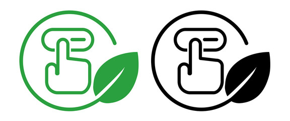 Icon call to action user interface hand click button symbolizing digital interaction green version leaf sustainability eco friendly digital design green tech