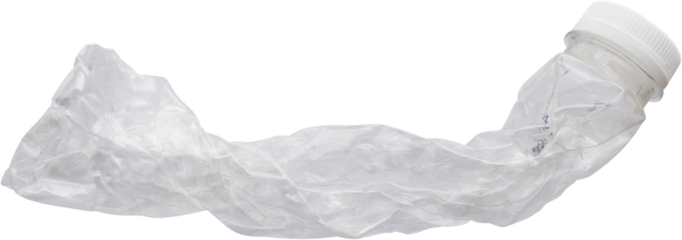Crushed plastic bottle isolated on white background