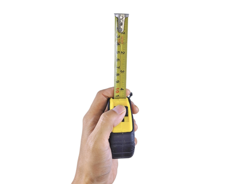 Tape Measure Held in Hand for Accurate Length Measurement