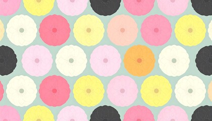 Seamless pattern of colorful flower shapes