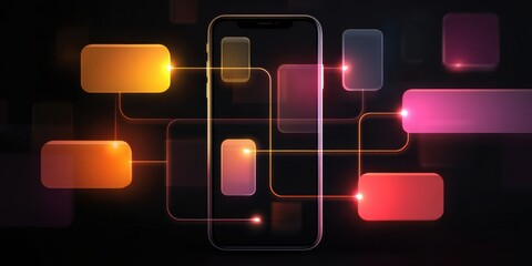 UX UI flowchart connection node graphic designer creative planning application process development data prototype wireframe for web mobile icon phone . User experience concept. 