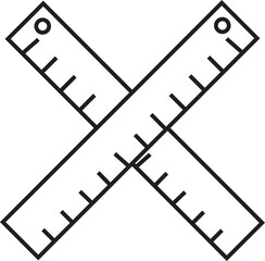 Minimal Line Art Vector of Crossed Rulers for School and Design Tools – Monochrome Icon Symbolizing Measurement and Precision in Education and Architecture Projects