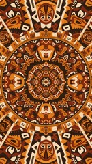 Intricate Tribal Mandala with Symmetrical Patterns and Geometric Shapes