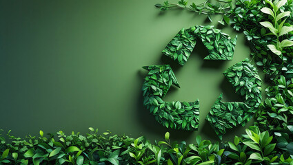 Green leaf recycle symbol for eco-friendly branding. Perfect for sustainability campaigns, environmental awareness, and organic product marketing.