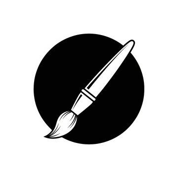 Paintbrush in Black Circle