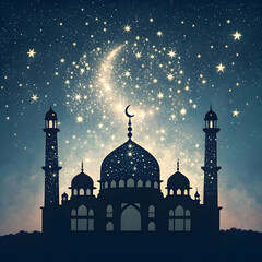 mosque silhouette made of circuit lines islam a