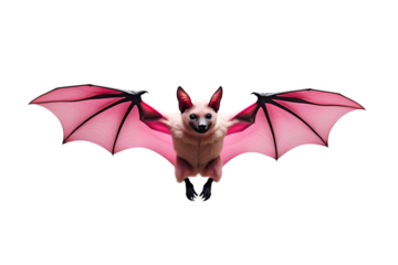 Bat with pink wings isolated on transparent or white background, png