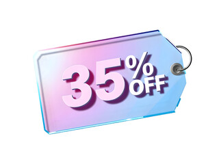 Sleek and Modern 35% Off Sales Message Accented by an Attractive Pink and Blue Tag, All Set Against a Convenient Transparent Background for Easy Use.