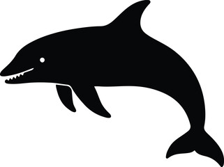 Silhouette playful dolphin jumping ocean wildlife marine life vector illustrator